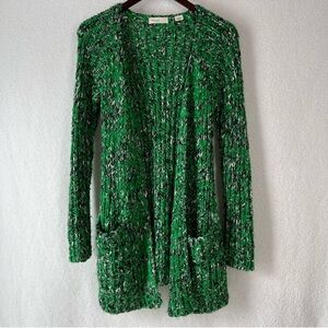 Anthropologie Sleeping on Snow woman’s small long green loose knit open cardigan